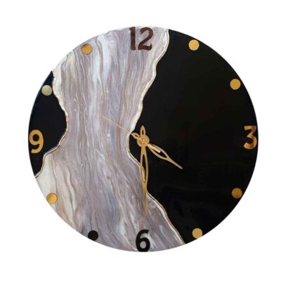 Artistic Handcrafted Resin Wall Clock with Abstract Barook Design – Decorative Accent for Living Rooms and Offices