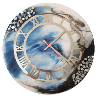 Artistic Handcrafted Resin Wall Clock with Ocean Design – Coastal Decor for Living Rooms and Bedrooms