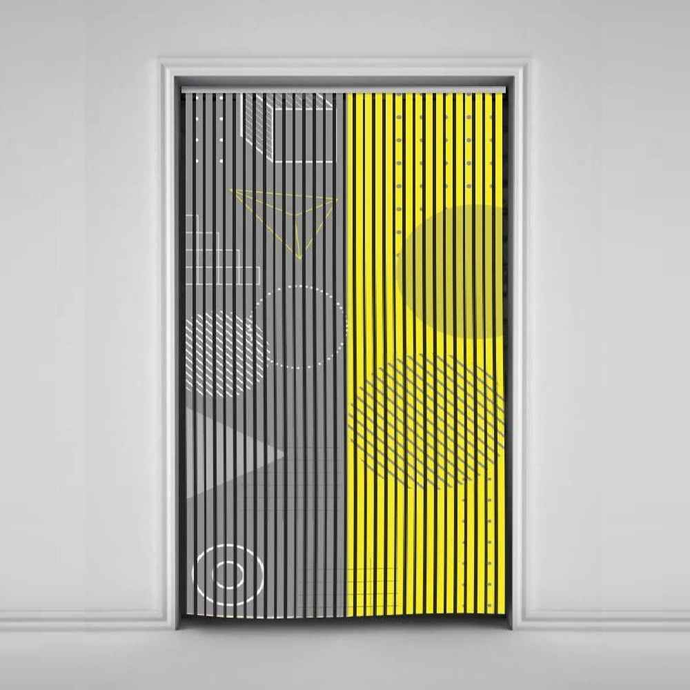 Velvet Vertical Blind Curtain – Abstract Geometric Print