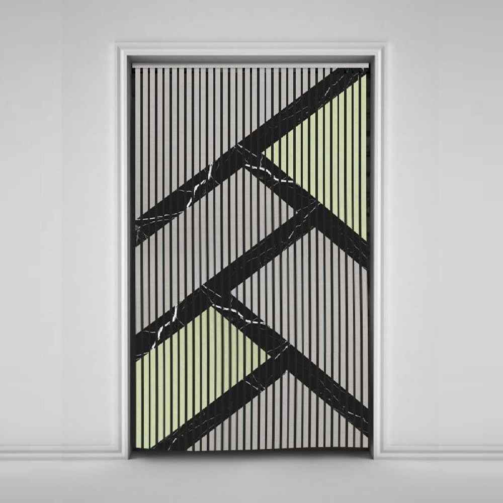 Velvet Vertical Blind Curtain – Abstract Minimal Print