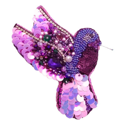 Bird Plastic Beaded Brooch – Handmade Feminine Nature Design