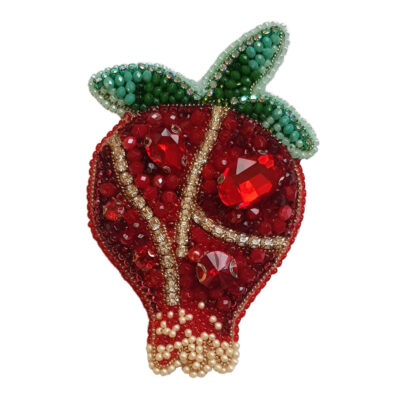 Pomegranate Plastic Beaded Brooch – Handmade Feminine Floral Design