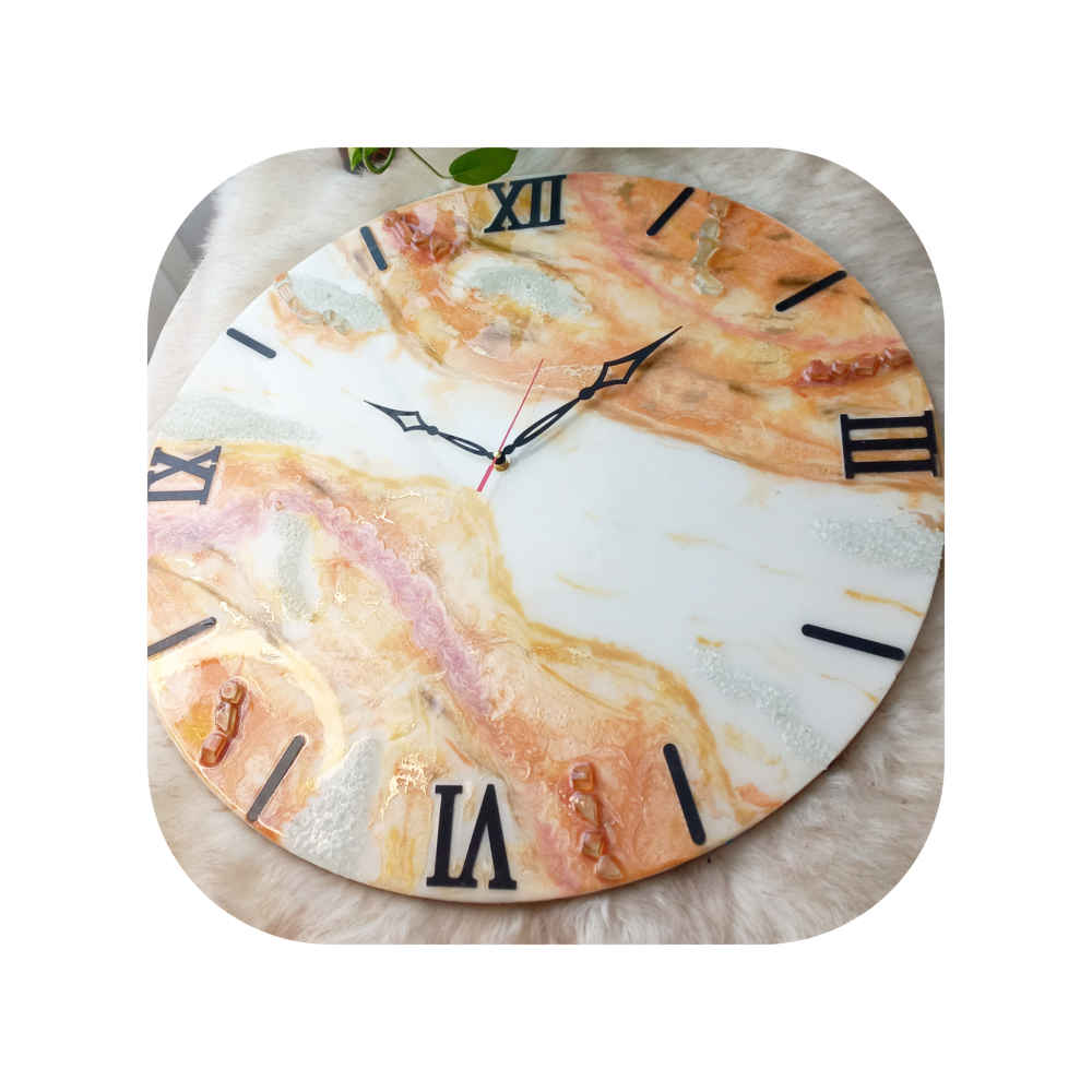 Handcrafted Resin Wall Clock – Abstract Style Blue