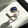 Blue Ruby Engagement Silver Ring Bliss for Women Kabood