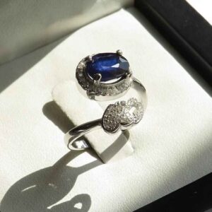 Blue Ruby Engagement Silver Ring Bliss for Women Kabood