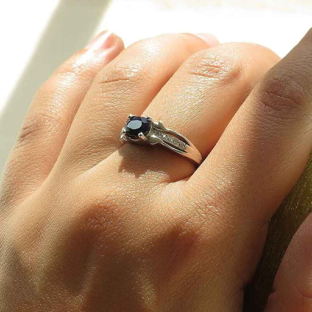 Blue Ruby Engagement Silver Ring Bliss for Women Kiana