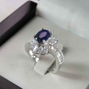 Blue Ruby Engagement Silver Ring Bliss for Women Luxe