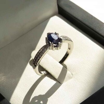 Blue Ruby Silver Gemstone Engagement Ring for Women – Bliss Tabasom Model, Bohemian Design