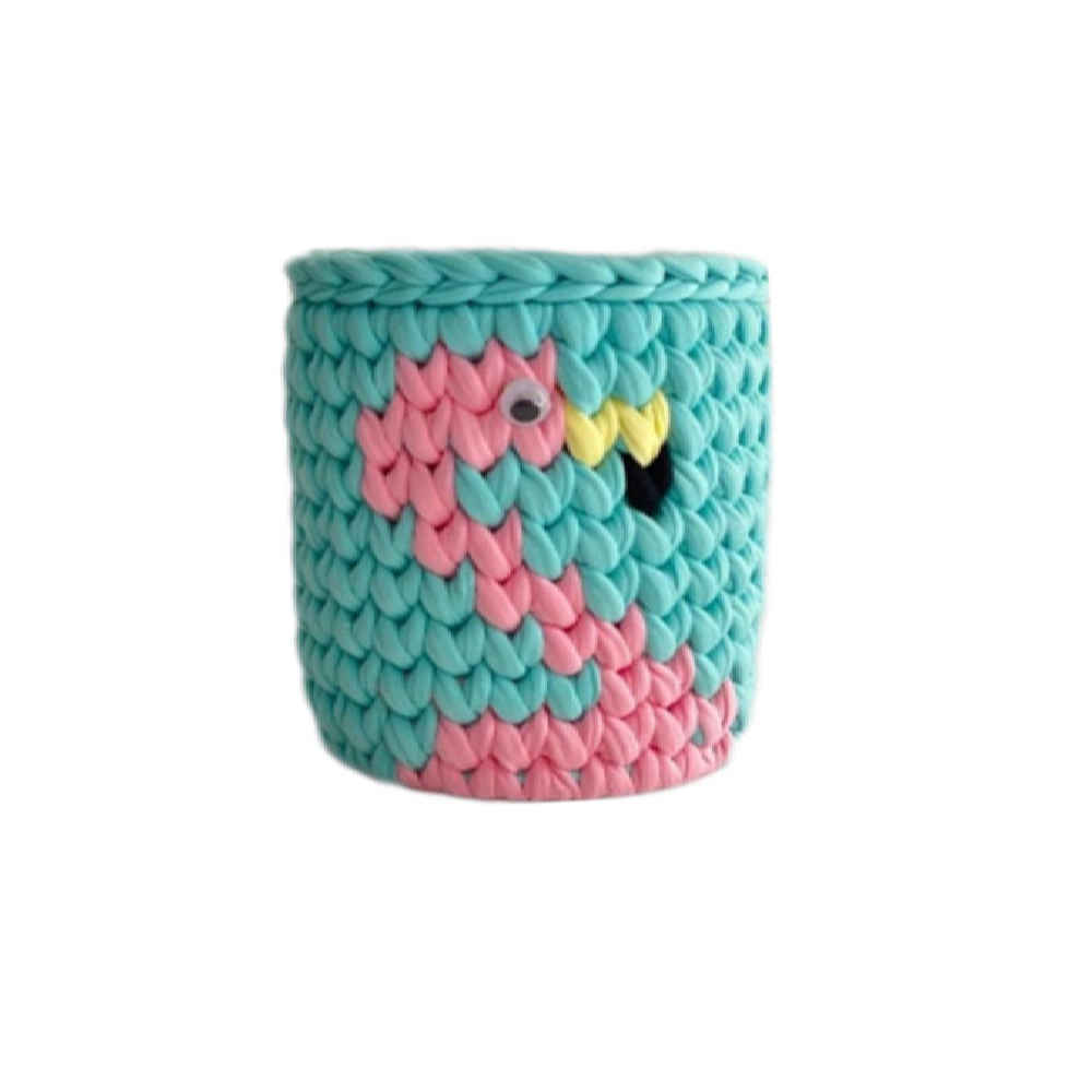 Crochet Storage Basket Yarn Model Flamingo