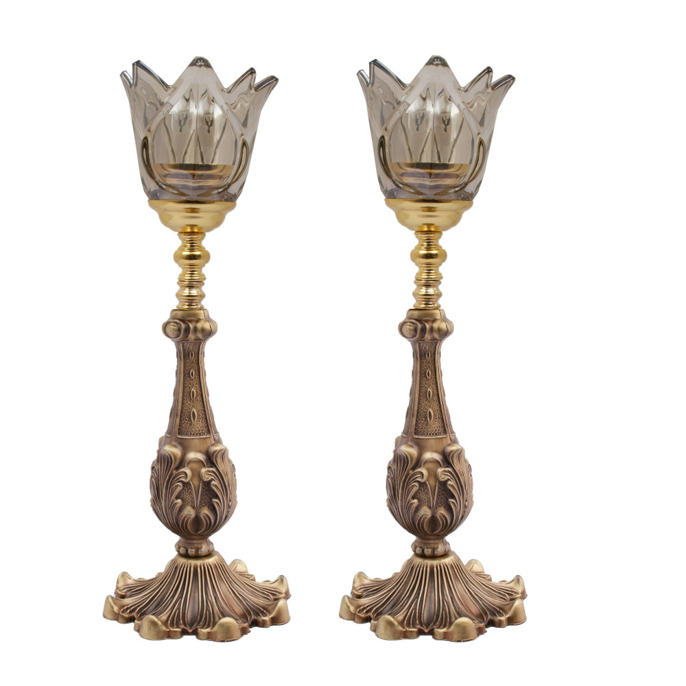Persian Crystal Candlestick Tulip Shaped (2x)