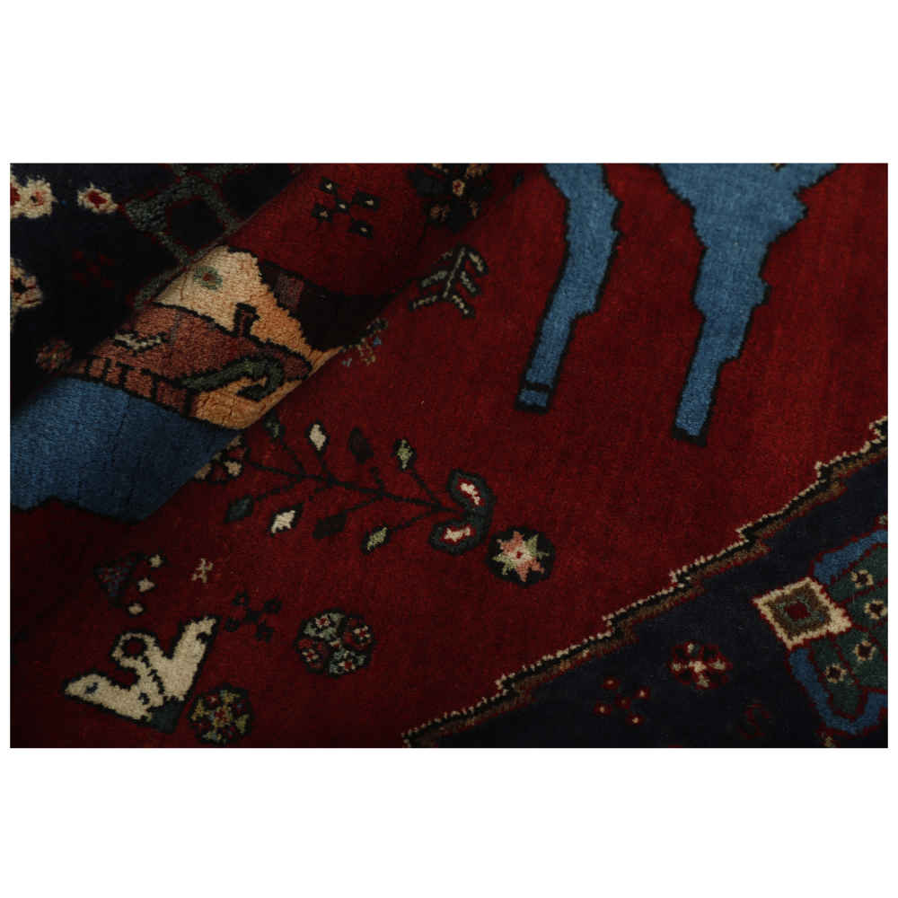 Hand-Knotted Persian Abadeh Horse Rug (Tribal Pictorial Animal Motifs) – Red Wool