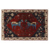 Hand-Knotted Persian Abadeh Horse Rug (Tribal Pictorial Animal Motifs) - Red Wool