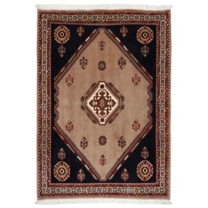 Hand-Knotted Persian Abadeh Parva Rug (Tribal Geometric Medallion) – Brown Wool