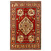 Hand-Knotted Persian Ardabil Gol Abrisham Rug (Tribal Floral Medallion) - Red Wool