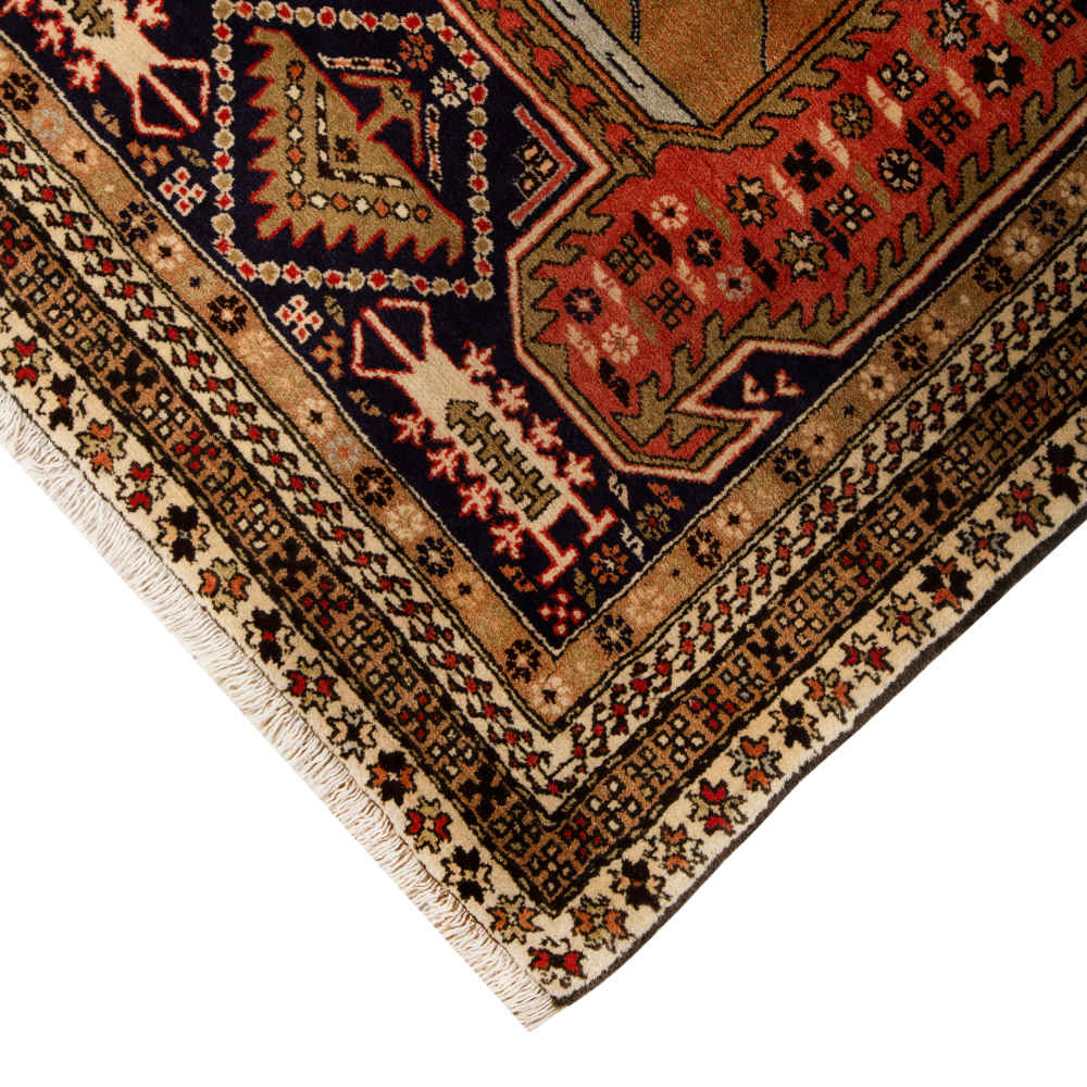 Hand-Knotted Persian Ardabil Poshti Rug (Tribal Pictorial Art Scene) – Brown Wool