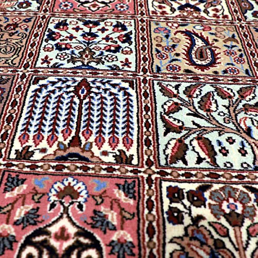 Hand-Knotted Persian Birjand Arghavan Rug (Bakhtiari Garden Panel) – Red Wool