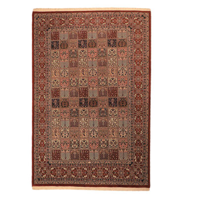Hand-Knotted Persian Birjand Arghavan Rug (Bakhtiari Garden Panel) - Red Wool