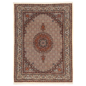 Hand-Knotted Persian Birjand Golabetoon Riz Mahi Rug (Mahi Medallion) – Brown Silk & Wool