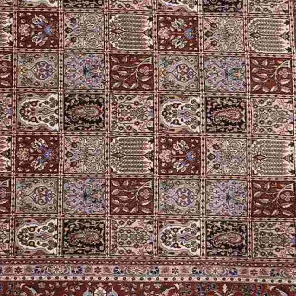 Hand-Knotted Persian Birjand Kheshti Rug (Bakhtiari Garden Panel) – Gray Wool