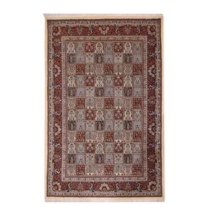 Hand-Knotted Persian Birjand Kheshti Rug (Bakhtiari Garden Panel) – Gray Wool