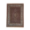 Hand-Knotted Persian Birjand Riz Mahi Rug (Mahi Medallion / Herati) - Red Silk & Wool