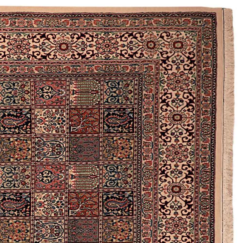 Hand-Knotted Persian Birjand Nour Rug (Traditional Bakhtiari Garden Khesti) – Brown Wool