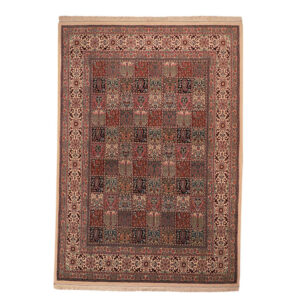 Hand-Knotted Persian Birjand Nour Rug (Traditional Bakhtiari Garden Khesti) – Brown Wool
