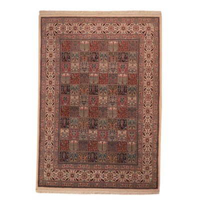 Hand-Knotted Persian Birjand Nour Rug (Traditional Bakhtiari Garden Khesti) - Brown Wool