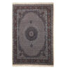 Hand-Knotted Persian Birjand Riz Mahi Rug (Mahi Medallion / Herati) - Gray Wool