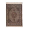 Hand-Knotted Persian Birjand Riz Mahi Rug (Mahi Medallion / Herati) - Cream Silk & Wool