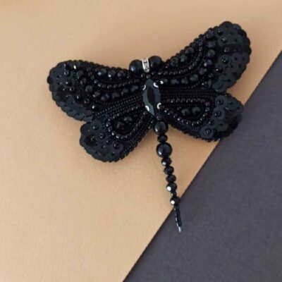Dragonfly Plastic Beaded Brooch – Handmade Feminine Design