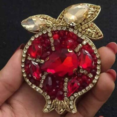 Pomegranate Plastic Beaded Brooch – Handmade Feminine Design