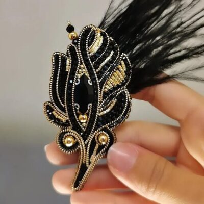Soraya Leaf Plastic Beaded Brooch – Handmade Feminine Design