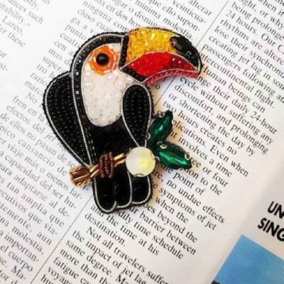 Toucan Plastic Beaded Brooch – Handmade Feminine Design