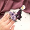 Handmade Feminine Beaded Brooch Pin – Violet Design