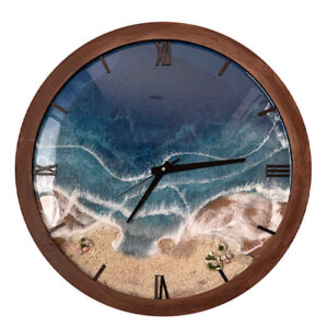 Handcrafted Resin Wall Clock – Coastal Beach Abstract Design