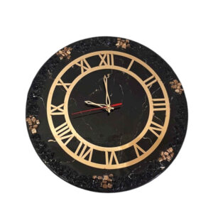 Handcrafted Resin Wall Clock – Black Marble Abstract Design