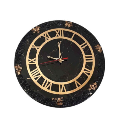 Artistic Handcrafted Resin Wall Clock with Black Marble Design – Decorative Accent for Modern Living Rooms