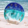 Handcrafted Resin Wall Clock - Sahel Blue Abstract Design