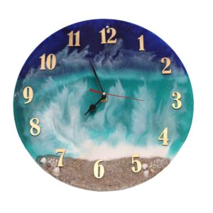 Handcrafted Resin Wall Clock – Sahel Blue Abstract Design