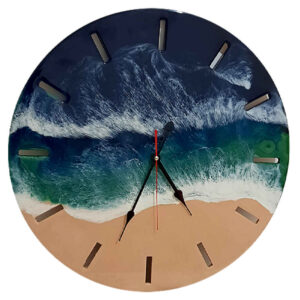 Handcrafted Resin Wall Clock – Abstract Blue Sea Design
