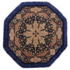 Hand-Knotted Silk Carpet Tablecloth - Navy Blue Round Floral
