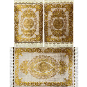 Versace Theme Silk Carpet Tablecloth – Hand-Knotted Gold