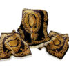 Hand-Knotted Silk Carpet Tablecloth - Dark Golden Black