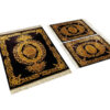 Hand-Knotted Silk Carpet Tablecloth - Dark Golden Black
