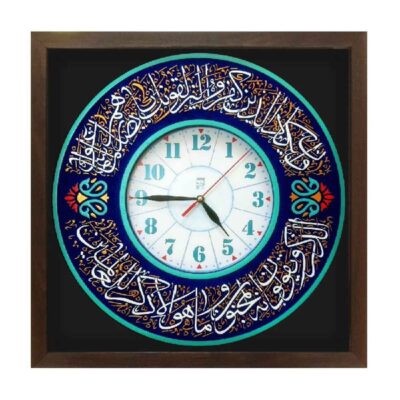 Artistic Islamic Pottery Wall Clock with Wa In Yakad Design – Religious Decor for Prayer Rooms and Muslim Homes