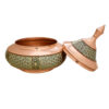 Handcrafted Persian Copper Sugar Bowl Decorated with Khatam Marquetry Art Safinei