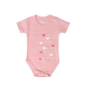 Pink Heart Short-Sleeve Baby Onesies Bodysuit