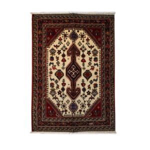 Hand-Knotted Persian Abadeh Roya Rug (Tribal Floral Medallion Pattern) – Red Wool