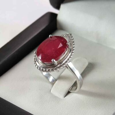 Red Ruby Silver Gemstone Engagement Ring for Women – Bliss Kiana Ashki Model, Bohemian Design